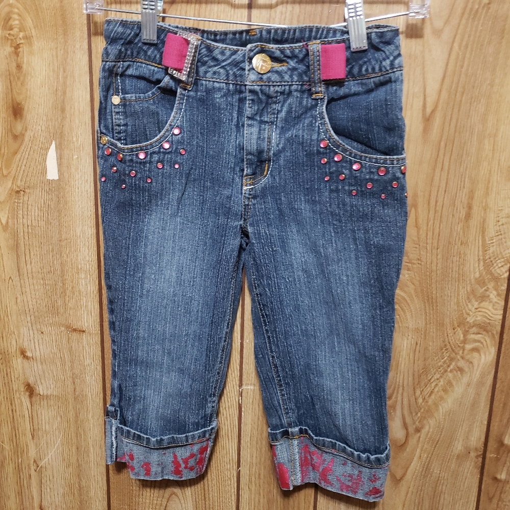 Girls Hannah Montana Capris No Belt. Size 10 Rinestone & Graphic Details